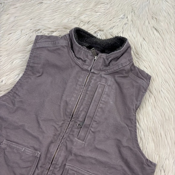 Carahartt Women's S Gray Washed Duck Mock Neck Vest Sherpa Fleece Lined Workwear - Picture 3 of 9